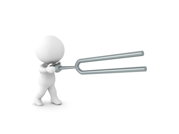 3D Character wielding a tunning fork — Stock Photo, Image