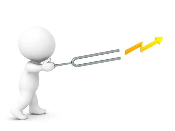 3D Character wielding a tunning fork that is firing lightning — Stock Photo, Image
