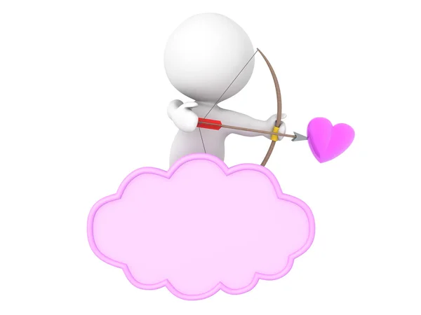 3D Rendering of cupid sitting on cloud with bow and arrow — Stock Photo, Image