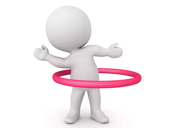 3D-Figur tanzt mit rotem Kreis — Stockfoto