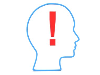 3D anahat baş ünlem işareti ile içinde