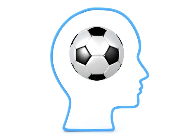 Plan 3D de la tête avec le football à l'intérieur — Photo