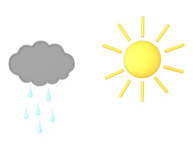 3d Yağmur bulutu ve güneşin işlenmesi
