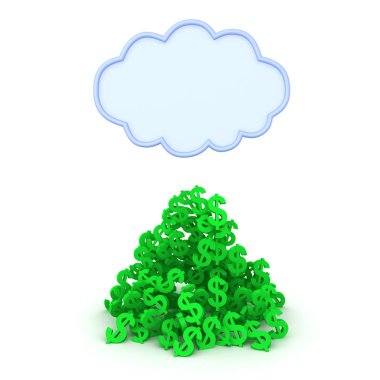 Rendering of pile of dollars money bellow cloud clipart