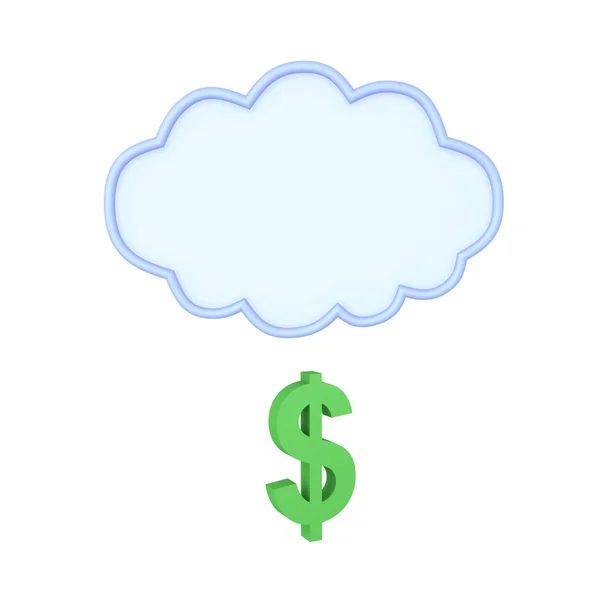 3D-rendering av moln med grön dollar symbol under den — Stockfoto