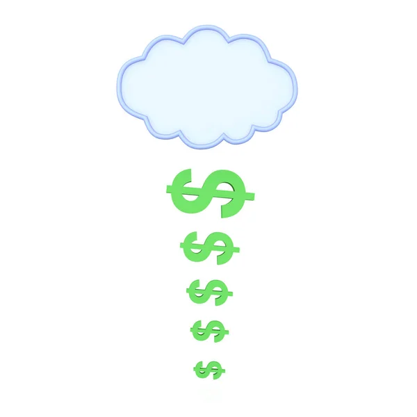 Representación 3D de dinero cayendo del cielo — Foto de Stock