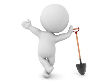 3d Karakter kürek yaslanmış