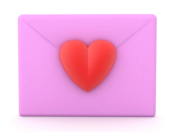 Rendering 3D della lettera d'amore rosa — Foto Stock
