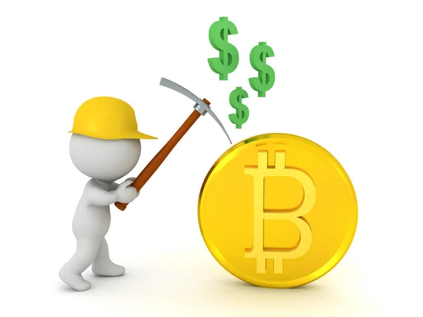 3D Miner mining money out of bitcoin — Stock Photo, Image