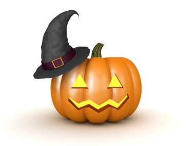 Üzerinde cadı şapkası olan bir balkabağı.