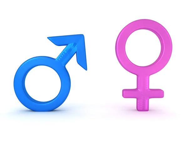 Rendering 3D di simboli di genere maschili e femminili — Foto Stock