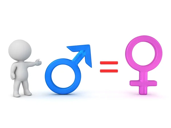 3D Character showing gender equality sign — Stock Photo, Image