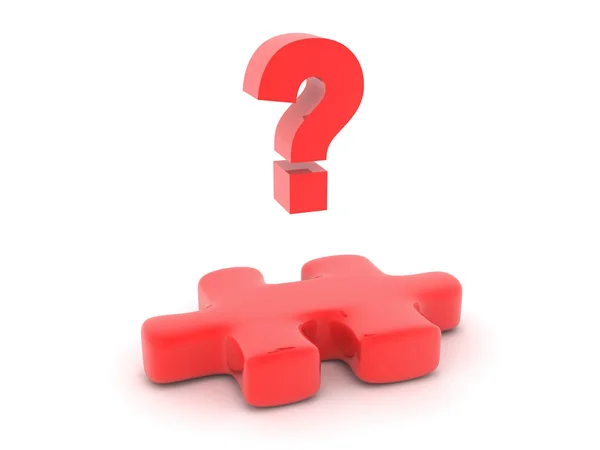 3D Rendering of puzzle piece with question mark above it — Stock Photo, Image