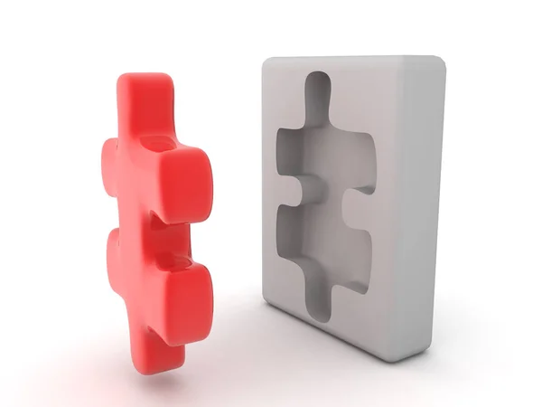 3Dパズルピースと一致する穴 — ストック写真