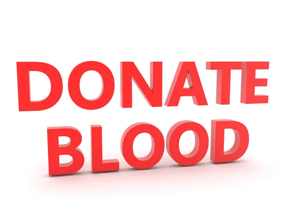 Texto rojo en 3D diciendo Donar Sangre — Foto de Stock