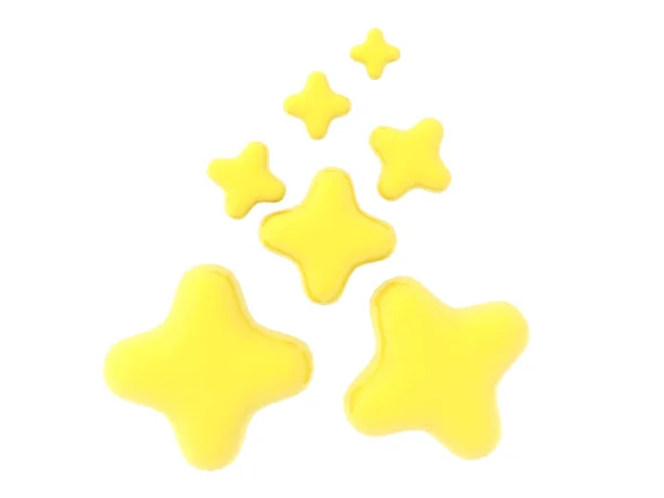 3D vykreslování mnoha žlutých hvězd — Stock fotografie