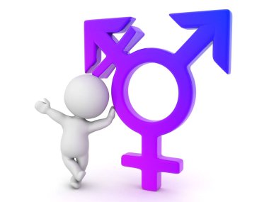 Transseksüel işaretine dayanan 3D Karakter