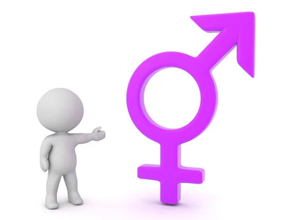 3d Karakter met transgender symbool — Stockfoto