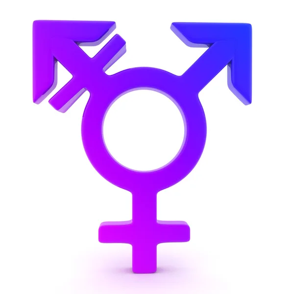 3次元カラフルなトランスジェンダーのシンボルサインのレンダリング — ストック写真