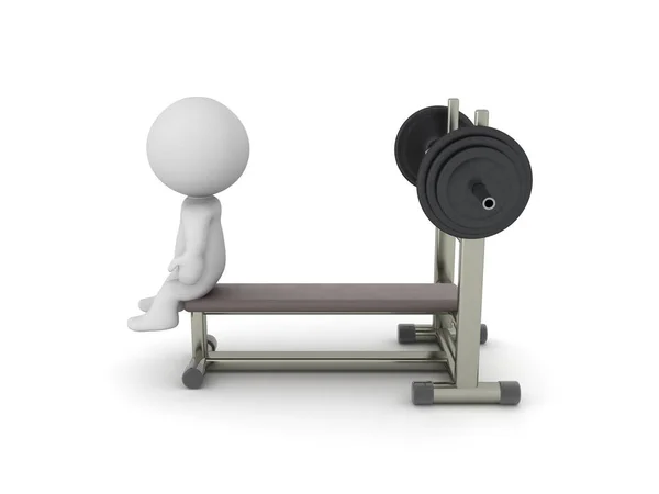Character Sitting Bench Rendering Isolated White Press — Stock Photo, Image
