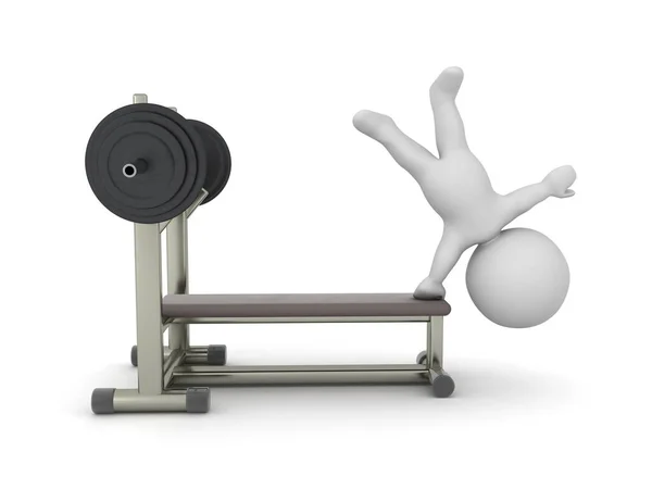 Character Doing Handstand Bench Press Rendering Isolated White Press — Stock Photo, Image