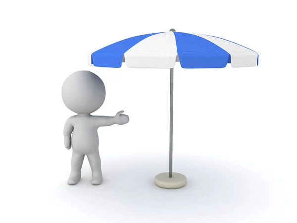 Character Showing Terrace Umbrella Rendering Isolated White — Stock Photo, Image