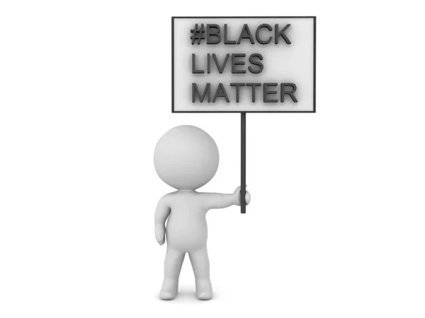 Carácter Sosteniendo Cartel Diciendo Que Las Vidas Negras Importan Representación —  Fotos de Stock
