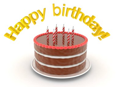 Doğum günün kutlu olsun 3D. Görüntüleme beyazda izole edildi. 