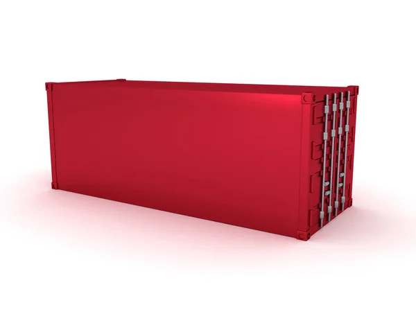 Rendering Container Carico Rosso Rendering Isolato Bianco — Foto Stock