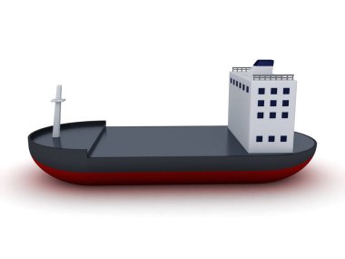 Üç boyutlu kargo okyanus gemisi. 3B görüntüleme beyaz üzerine izole edildi. 