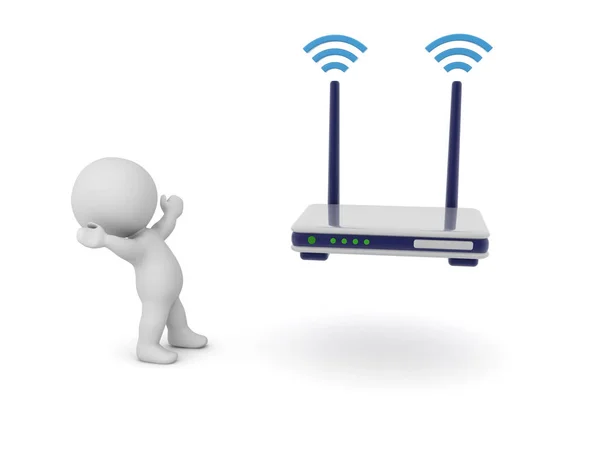 Character Looking Excited Router Rendering Isolated White — Stock Photo, Image