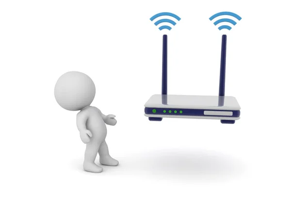 Character Looking Router Rendering Isolated White — Stock Photo, Image