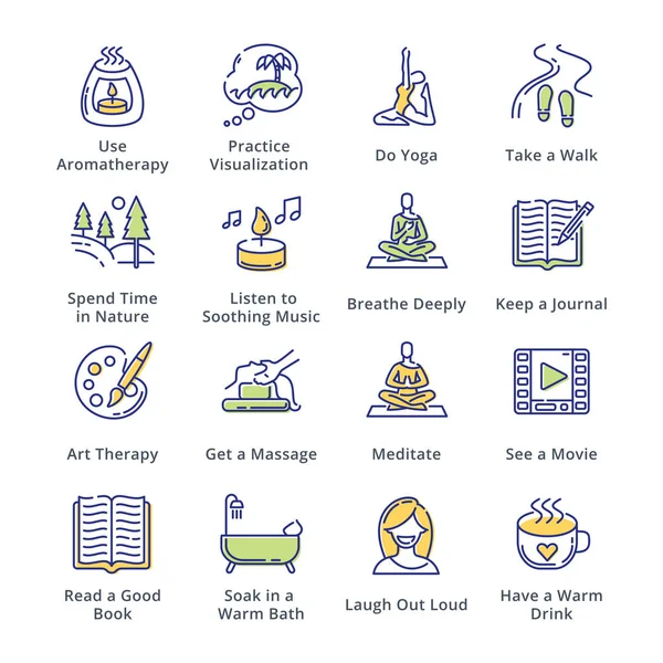 Relaxation Techniques Icons Outline Series Stock Vector