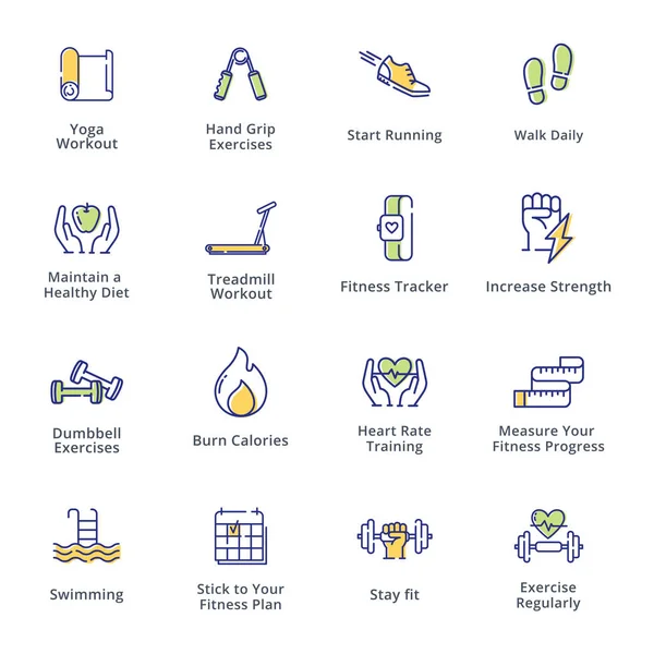 Sports Fitness Activities Icons Outline Series — Stock Vector