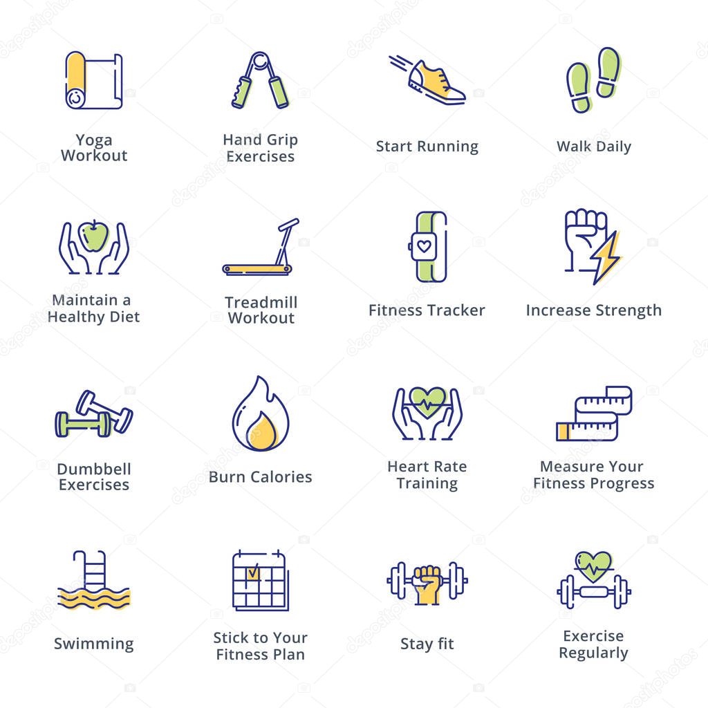 Sports and Fitness Activities Icons - Outline Series