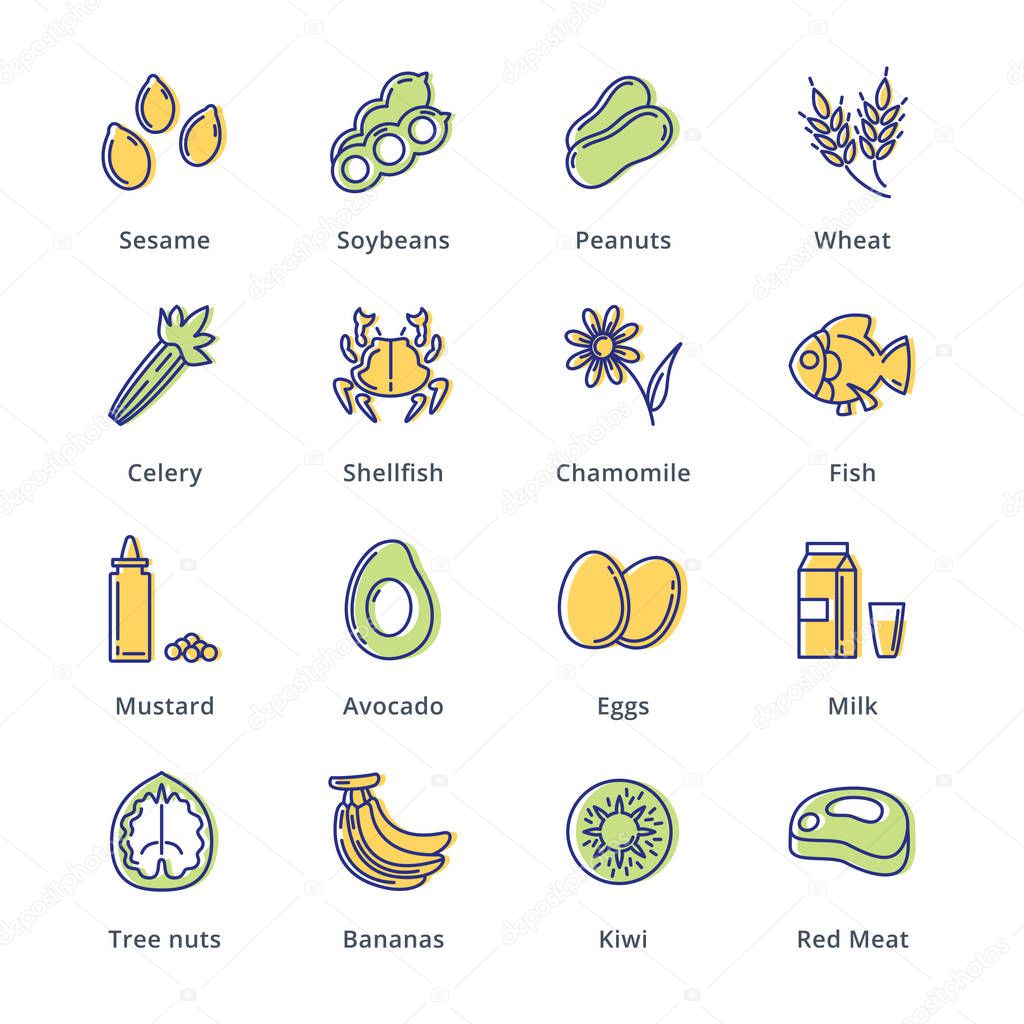 Food Allergens Icons - Outline Series