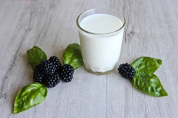 Summer Cocktail, Milk Berry Cocktail with Blackberries