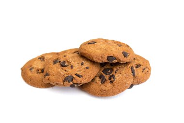 Tanımlama bilgilerini, izole beyaz zemin üzerine çikolatalı kurabiye