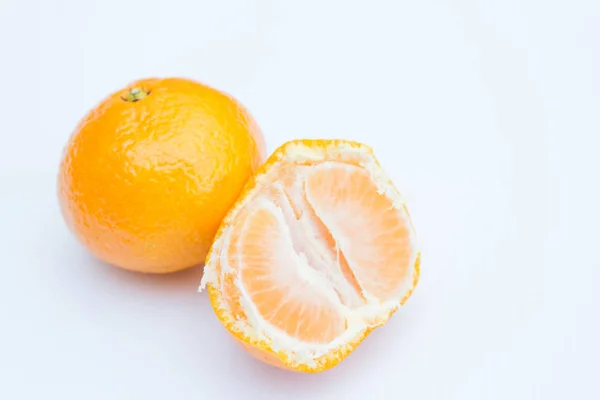 Peeled Mandarin Mandarin White Background Isolate — Stock Photo, Image