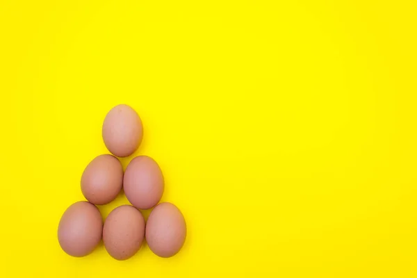 Яйця Яйця Жовтому Тлі Яйця Лотку — стокове фото