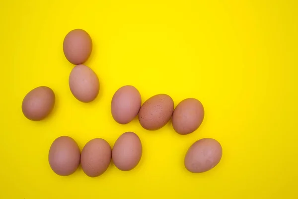 Ovo Ovos Sobre Fundo Amarelo Ovos Uma Bandeja — Fotografia de Stock