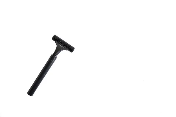 Disposable black razor isolated on white background.