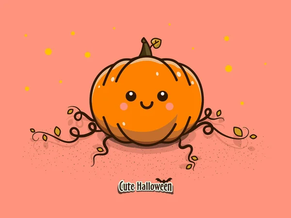 Cute smile kawaii halloween pumpkin on light background — Stock Vector