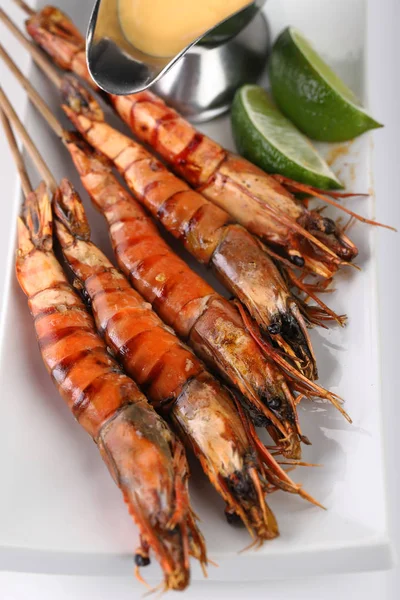 Set Delicious Fried Tiger Shrimp — Stock Photo, Image