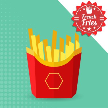 Kırmızı bir paket patates kızartması. Vektör çizim, eps 10.