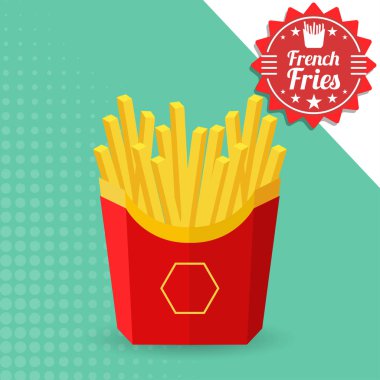 Kırmızı bir paket patates kızartması. Vektör çizim, eps 10.