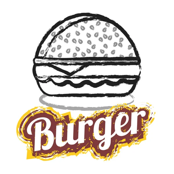 Chutné Burgerem Vektor Rychlého Občerstvení Masem Sýrem Saláty Vektorové Ilustrace — Stockový vektor