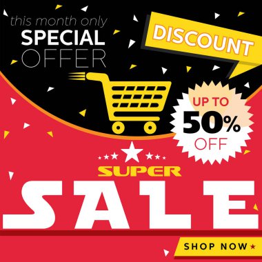 Satış banner şablon tasarımı. Tüm öğeleri ayrı katmanlarda vardır. Vektör, resimde eps10