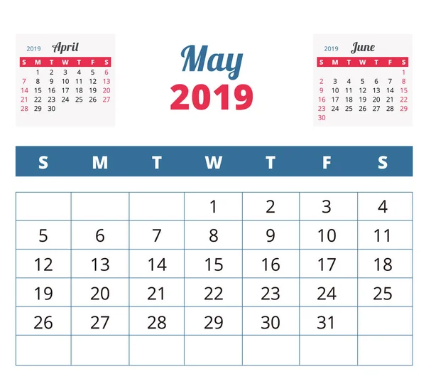 Monatliche Kalendergestaltung Vektor Illustration — Stockvektor