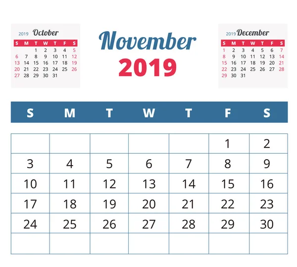 Diseño Calendario Mensual Vector Ilustración — Archivo Imágenes Vectoriales